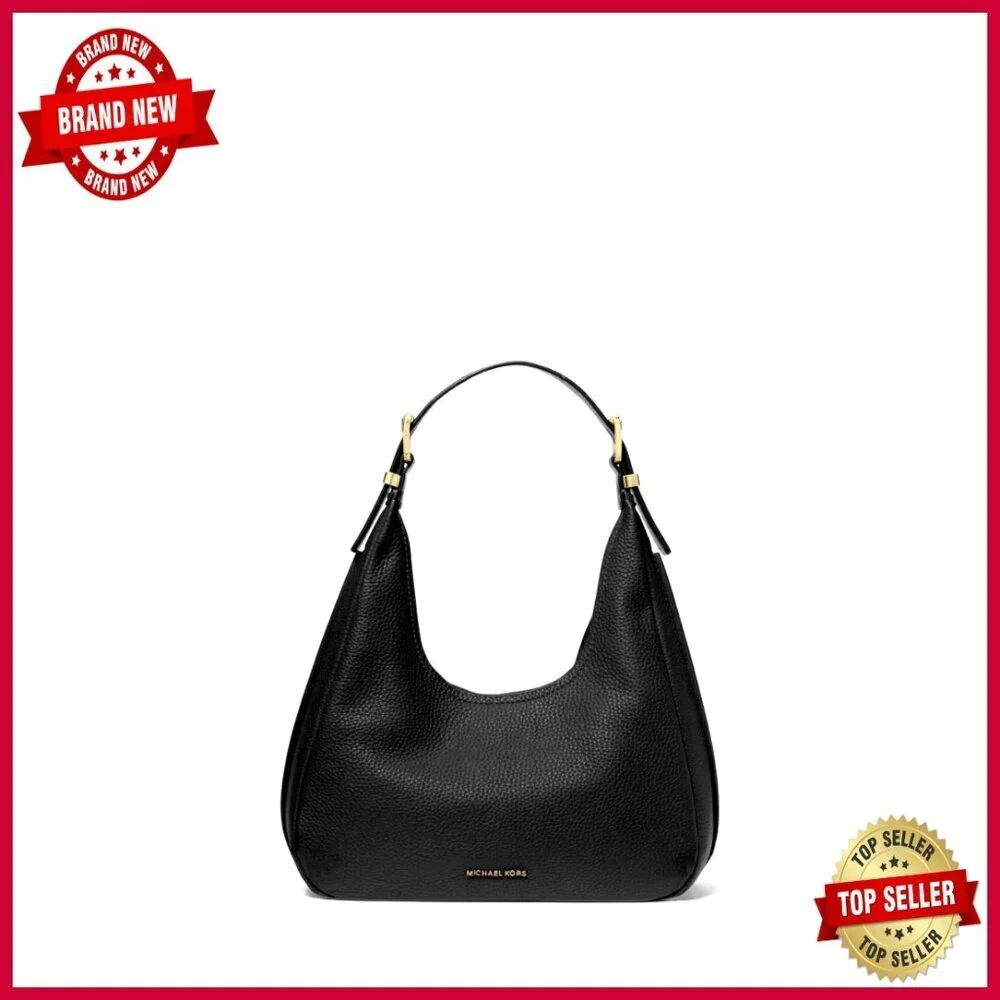Small Hobo Shoulder Bag in Pebbled Leather with Adjustable Strap